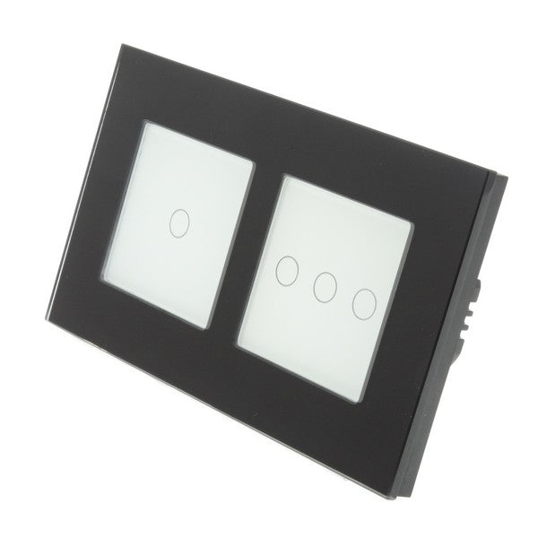 I LumoS Luxury Black Glass Double Frame Touch WIFI Dimmer & WIFI On/off Combination LED Light Switches