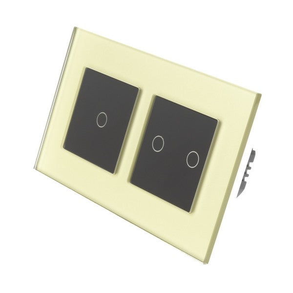 I LumoS Luxury Gold Glass Double Frame Touch Dimmer & On/off Combination LED Light Switches