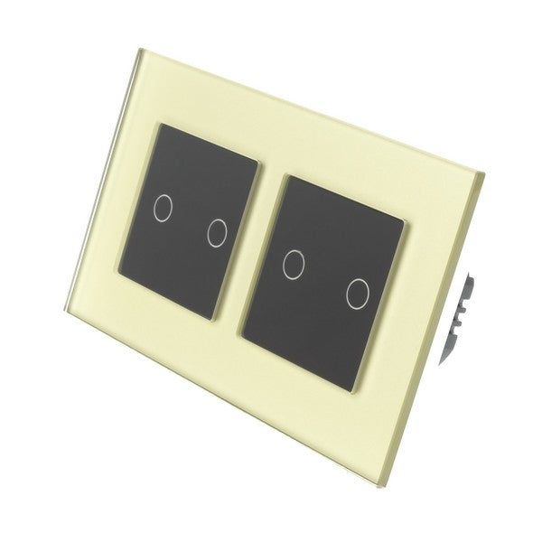 I LumoS Luxury Gold Glass Double Frame Touch Dimmer & On/off Combination LED Light Switches