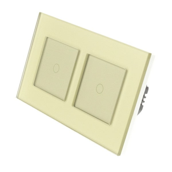 I LumoS Luxury Gold Glass Double Frame Touch WIFI Dimmer & WIFI On/off Combination LED Light Switches