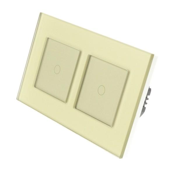 I LumoS Luxury Gold Glass Frame & Gold Insert LED WIFI RF On/Off Touch Light Switches