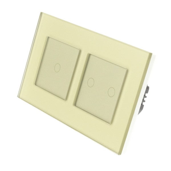 I LumoS Luxury Gold Glass Double Frame Touch WIFI Dimmer & WIFI On/off Combination LED Light Switches