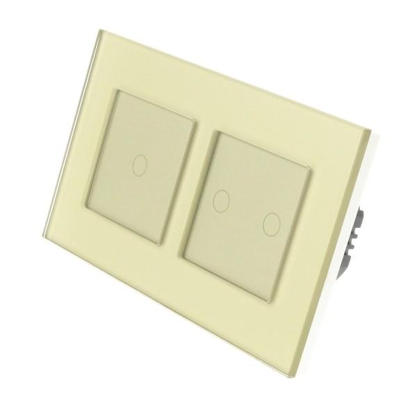 I LumoS Luxury Gold Glass Frame & Gold Insert LED WIFI RF On/Off Touch Light Switches