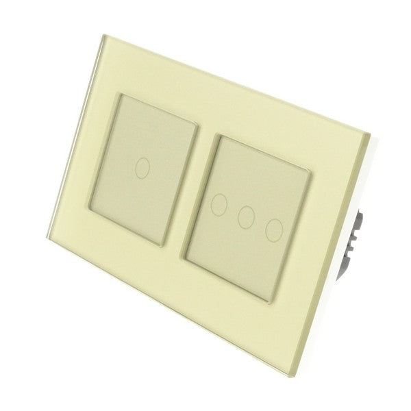 I LumoS Luxury Gold Glass Double Frame Touch WIFI Dimmer & WIFI On/off Combination LED Light Switches