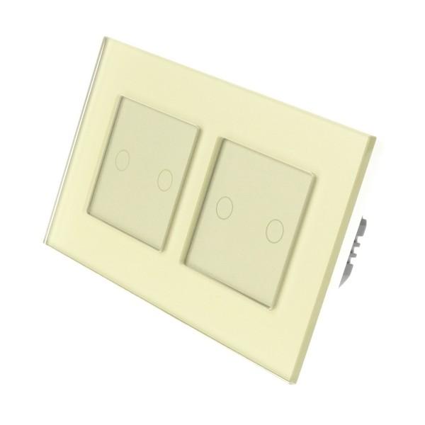 I LumoS Luxury Gold Glass Frame & Gold Insert LED WIFI RF On/Off Touch Light Switches