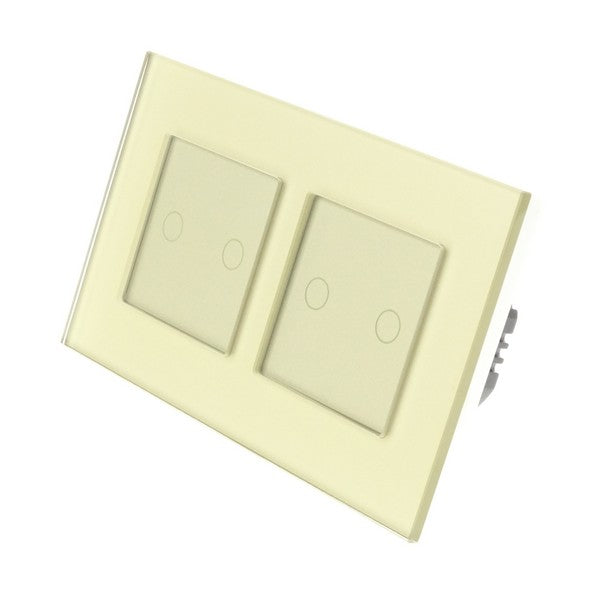 I LumoS Luxury Gold Glass Frame & Gold Insert LED On/Off Touch Light Switches