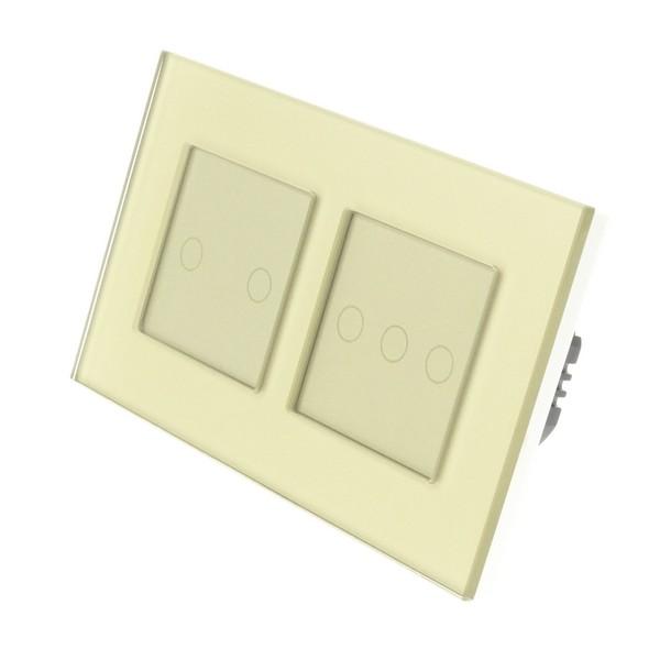 I LumoS Luxury Gold Glass Frame & Gold Insert LED Remote Dimmer Touch Light Switches