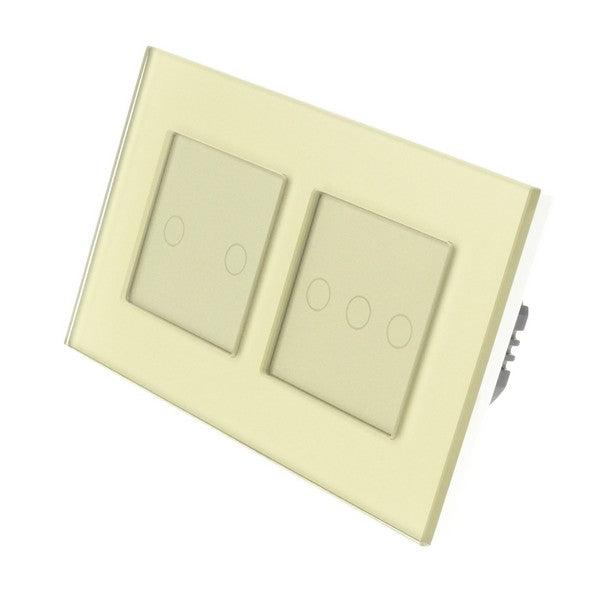 I LumoS Luxury Gold Glass Double Frame Touch Dimmer & On/off Combination LED Light Switches