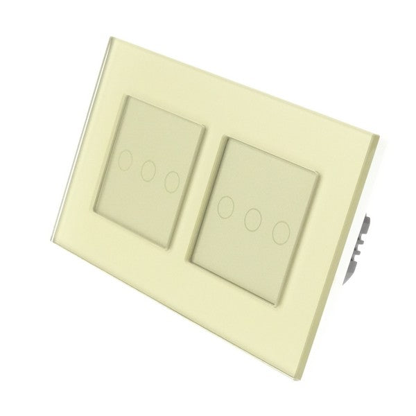 I LumoS Luxury Gold Glass Frame & Gold Insert LED On/Off Touch Light Switches