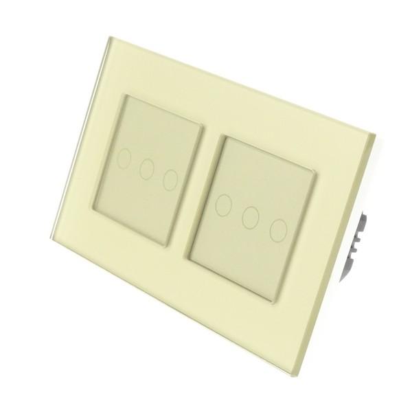 I LumoS Luxury Gold Glass Frame & Gold Insert LED WIFI RF Dimmer Touch Light Switches