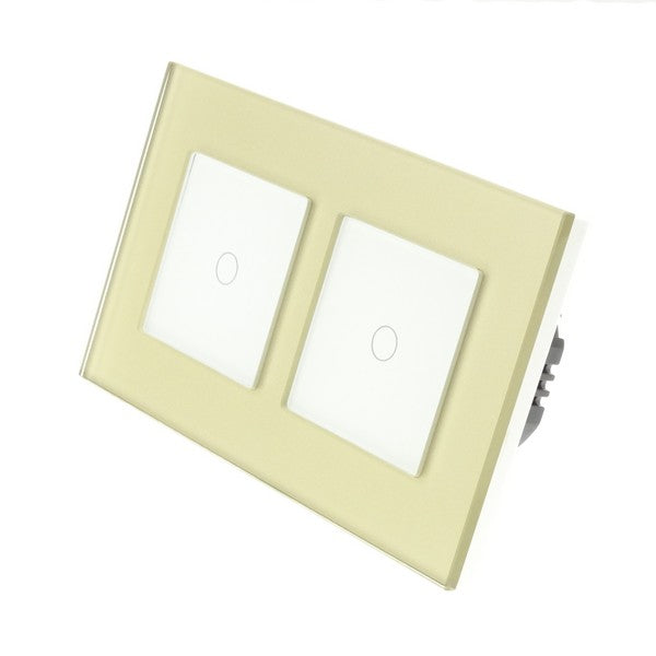 I LumoS Luxury Gold Glass Double Frame Touch Dimmer & On/off Combination LED Light Switches