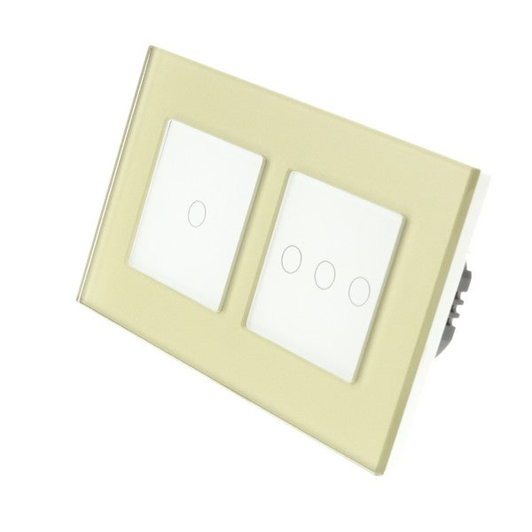 I LumoS Luxury Gold Glass Double Frame Touch Dimmer & On/off Combination LED Light Switches