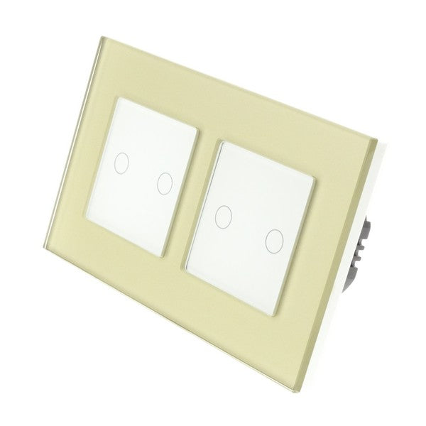 I LumoS Luxury Gold Glass Double Frame Touch Dimmer & On/off Combination LED Light Switches