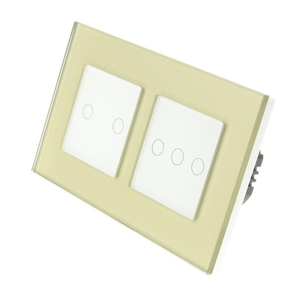 I LumoS Luxury Gold Glass Double Frame Touch Dimmer & On/off Combination LED Light Switches