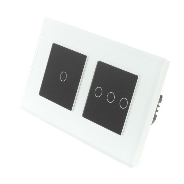 I LumoS Luxury White Glass Double Frame Touch WIFI Dimmer & WIFI On/off Combination LED Light Switches