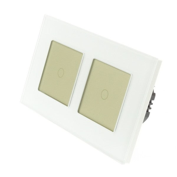 I LumoS Luxury White Glass Double Frame Touch Dimmer & On/Off Combination LED Light Switches