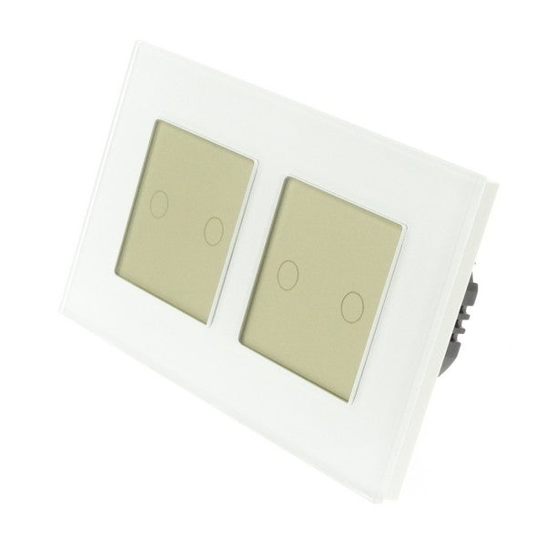 I LumoS Luxury White Glass Double Frame Touch WIFI Dimmer & WIFI On/off Combination LED Light Switches