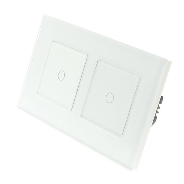 I LumoS Luxury White Glass Frame & White Insert LED WIFI RF On/Off Touch Light Switches