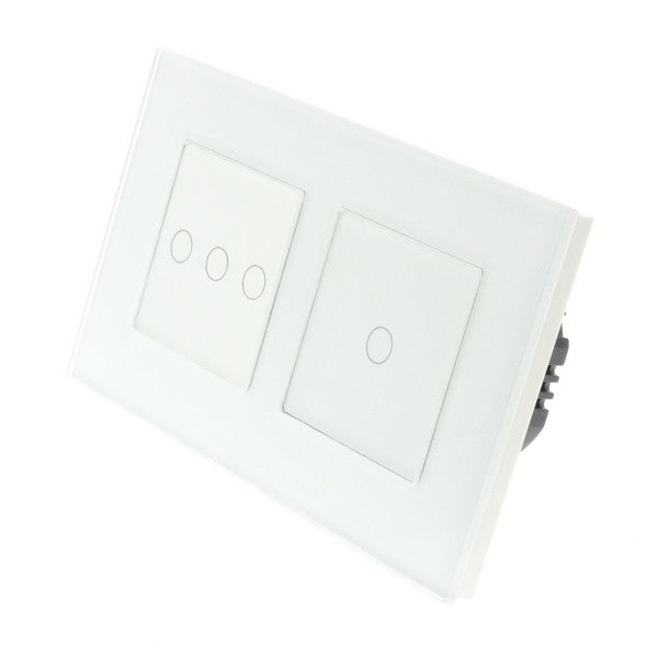 I LumoS Luxury White Glass Double Frame Touch WIFI Dimmer & WIFI On/off Combination LED Light Switches