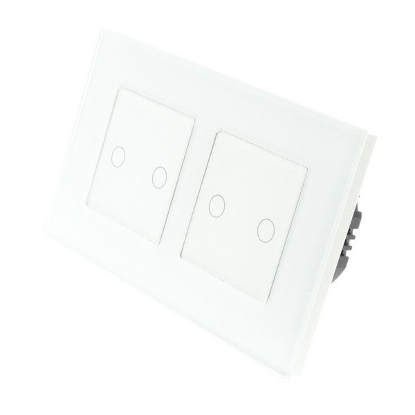 I LumoS Luxury White Glass Frame & White Insert LED Dimmer Touch Light Switches