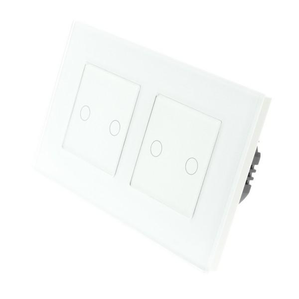 I LumoS Luxury White Glass Frame & White Insert LED WIFI RF On/Off Touch Light Switches