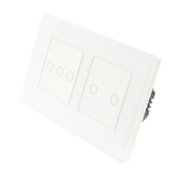 I LumoS Luxury White Glass Frame & White Insert LED WIFI RF On/Off Touch Light Switches