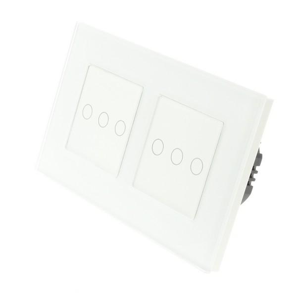 I LumoS Luxury White Glass Frame & White Insert LED WIFI RF On/Off Touch Light Switches