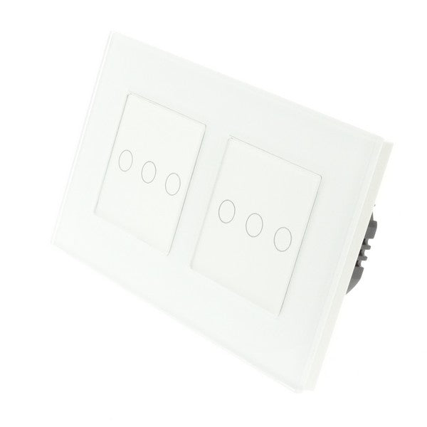 I LumoS Luxury White Glass Frame & White Insert LED On/Off Touch Light Switches