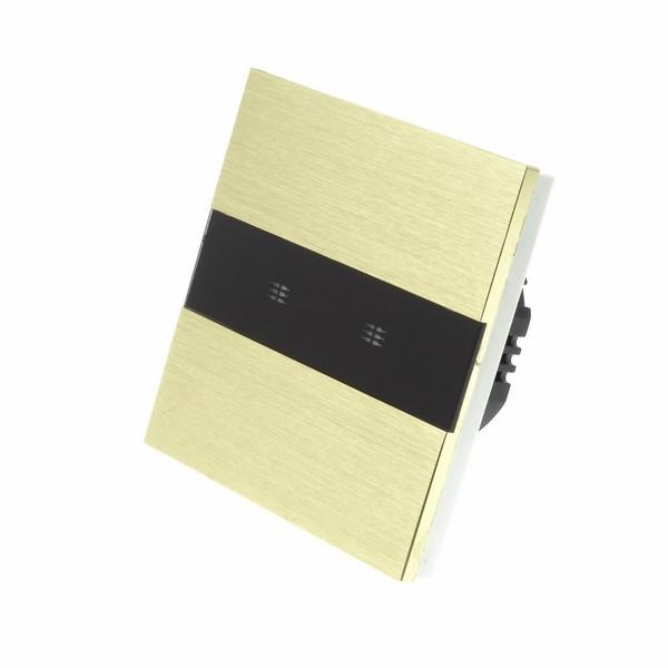 I LumoS X-PRO Gold Brushed Aluminium Panel LED Smart Wi-Fi On/Off Touch Light Switches