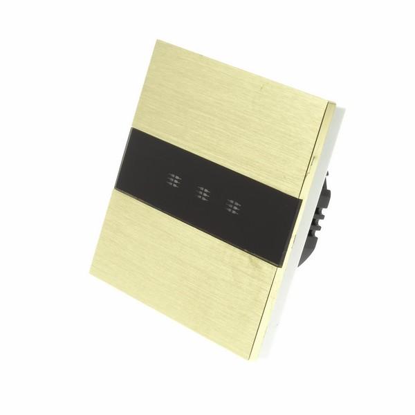 I LumoS PRO Gold Brushed Aluminium Panel LED Smart Wi-Fi On/Off Touch Light Switches