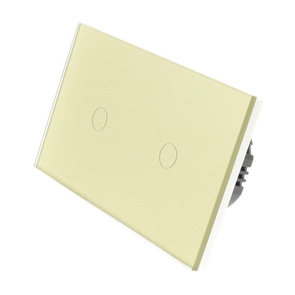 I LumoS Luxury Gold Glass Double Panel Touch Dimmer & On/Off Combination LED Light Switches