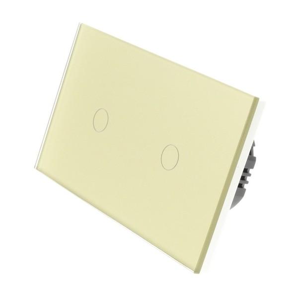 I LumoS Luxury Gold Glass Panel LED Dimmer Touch Light Switches