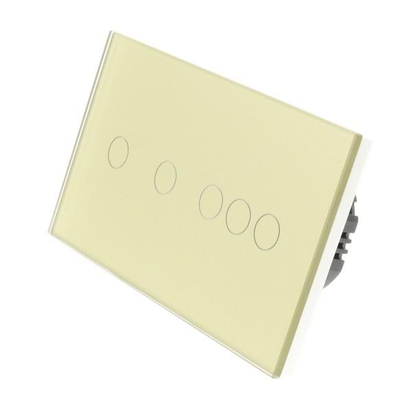 I LumoS Luxury Gold Glass Panel LED WIFI RF On/Off Touch Light Switches