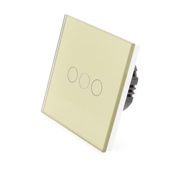 I LumoS Luxury Gold Glass Panel LED WIFI RF On/Off Touch Light Switches