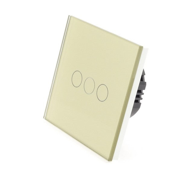 I LumoS Luxury Gold Glass Panel LED On/Off Touch Light Switches
