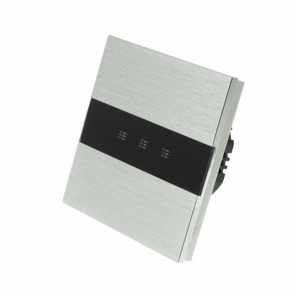 I LumoS Luxury Silver Brushed Aluminium Panel LED On/Off Touch Light Switches