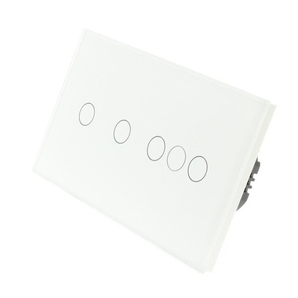 I LumoS Luxury White Glass Double Panel Touch Remote Dimmer & Remote On/Off Combination LED Light Switches