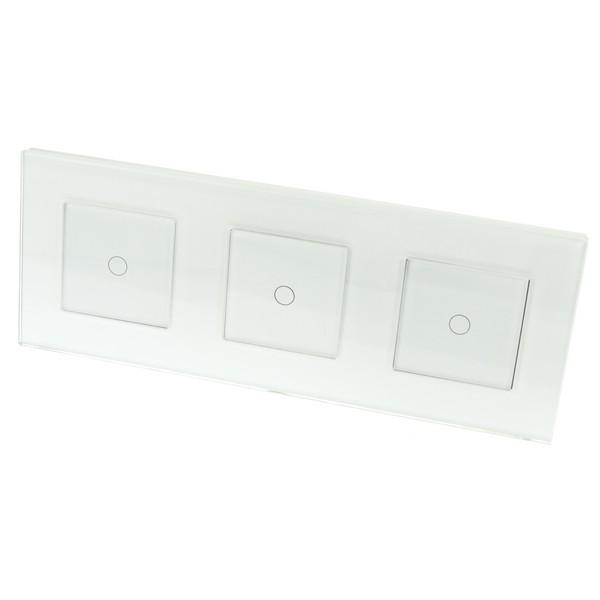 I LumoS Luxury White Glass Frame & White Insert LED WIFI RF On/Off Touch Light Switches