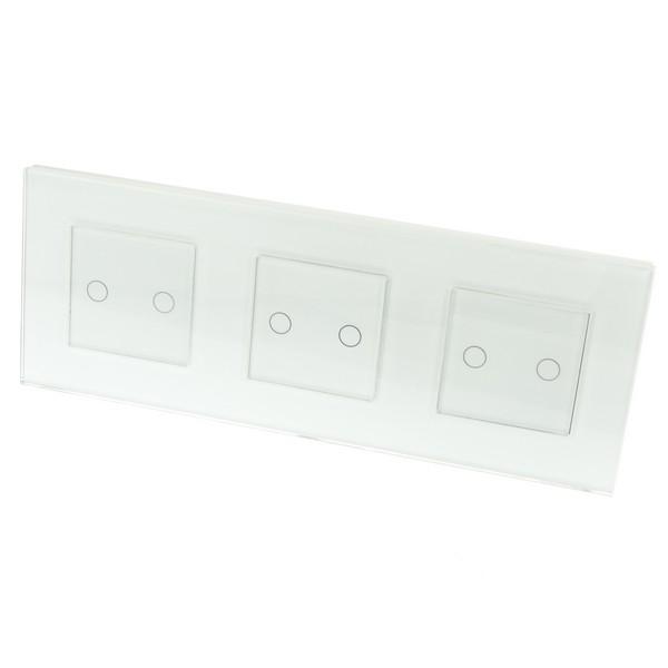 I LumoS Luxury White Glass Frame & White Insert LED WIFI RF On/Off Touch Light Switches