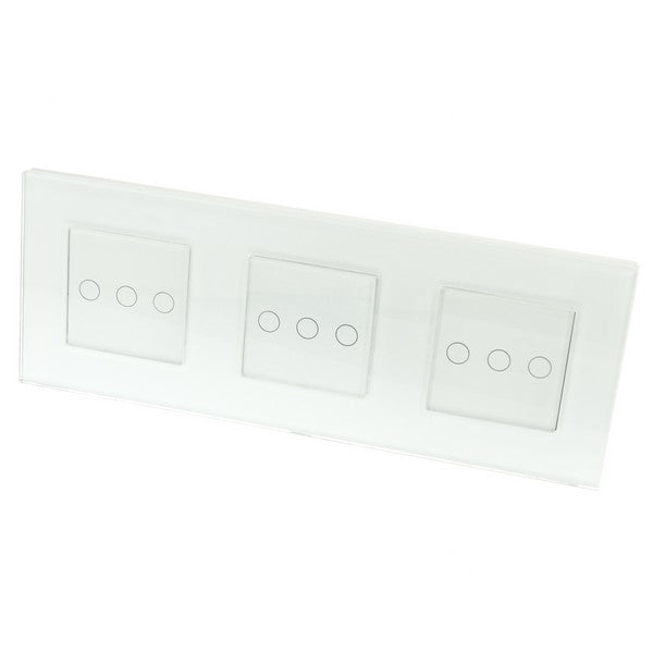 I LumoS Luxury White Glass Frame & White Insert LED On/Off Touch Light Switches