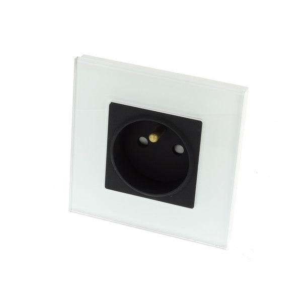 I LumoS Luxury White Glass Frame 16A French Plug Single Socket