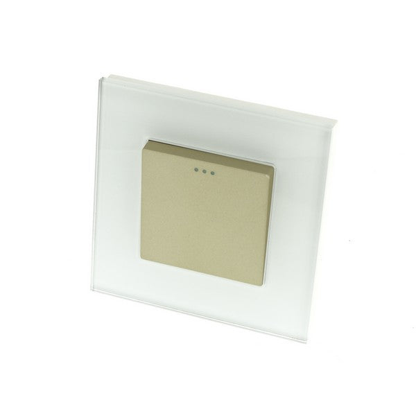 I LumoS Luxury Screwless White Glass Frame & Gold Insert Rocker Light Switches