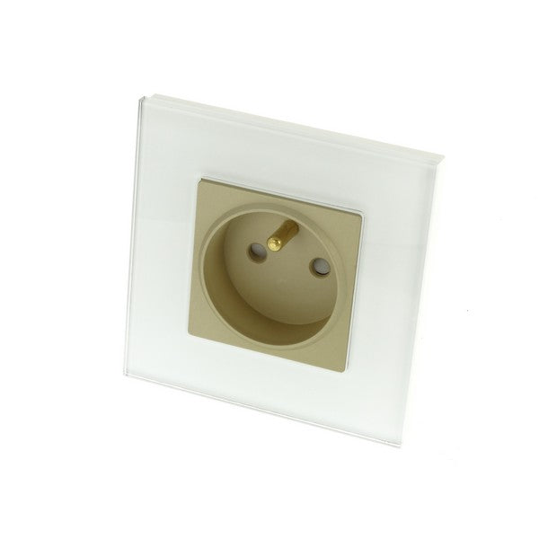 I LumoS Luxury White Glass Frame 16A French Plug Single Socket