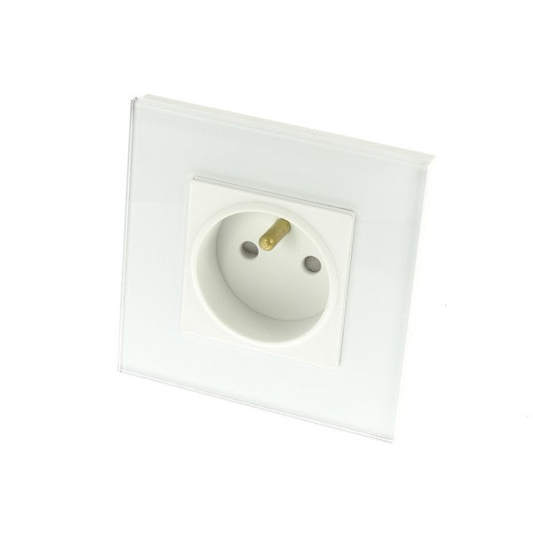 I LumoS Luxury White Glass Frame 16A French Plug Single Socket