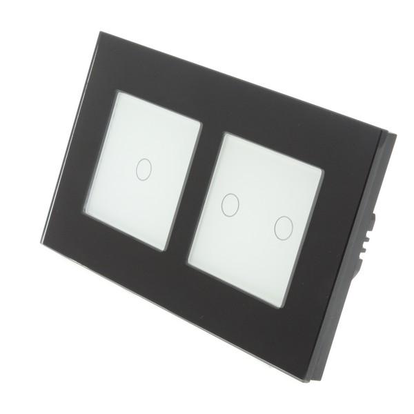 I LumoS Luxury Black Glass Frame & White Insert LED WIFI RF On/Off Touch Light Switches