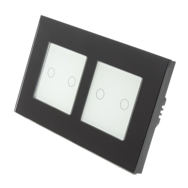 I LumoS Luxury Black Glass Frame & White Insert LED WIFI RF Dimmer Touch Light Switches