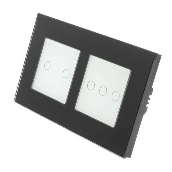 I LumoS Luxury Black Glass Frame & White Insert LED On/Off Touch Light Switches