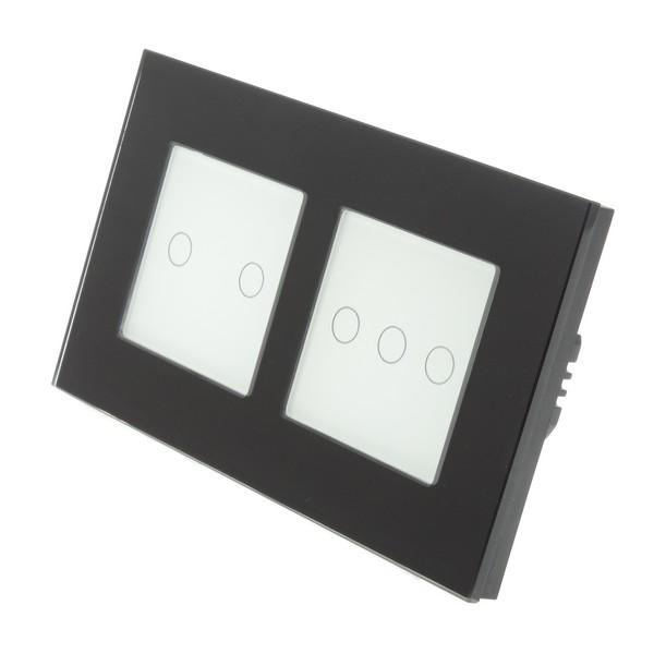 I LumoS Luxury Black Glass Frame & White Insert LED WIFI RF On/Off Touch Light Switches