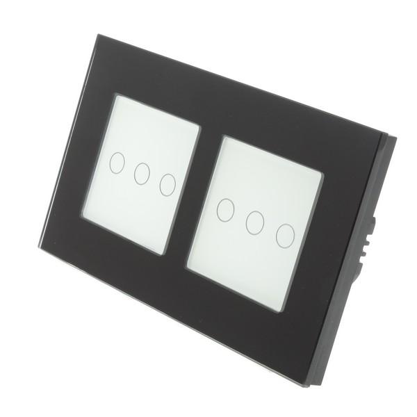 I LumoS PRO Black Glass Frame & White Insert LED Smart Wi-Fi Dimmer Touch Light Switches