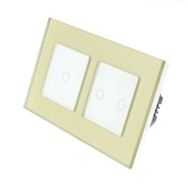 I LumoS Luxury Gold Glass Frame & White Insert LED WIFI RF On/Off Touch Light Switches